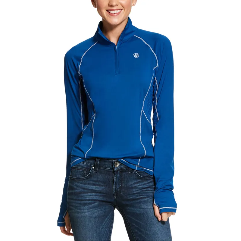 Ariat Womens Lowell 2.0 Zip LS Baselayer - Vertical Blue